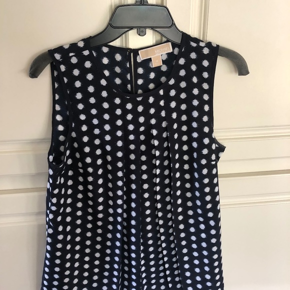 Michael Kors medium top.  Navy with white dot detail. Sleeveless. Lightweight. - Picture 1 of 4